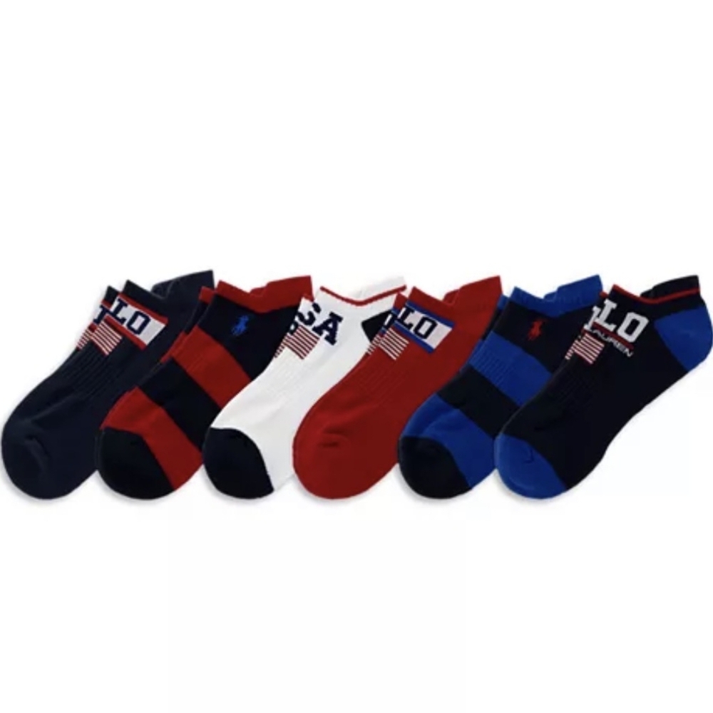 Polo Ralph Lauren USA Stadium Low Cut Men's Socks 6-Pack